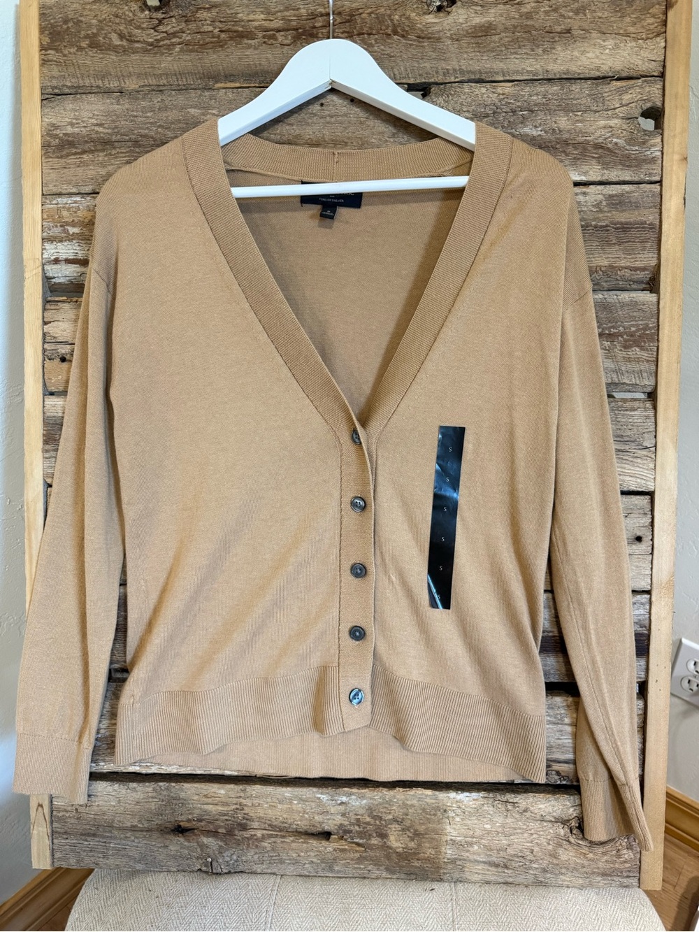 Banana Republic Camel V-Neck Button Cardigan